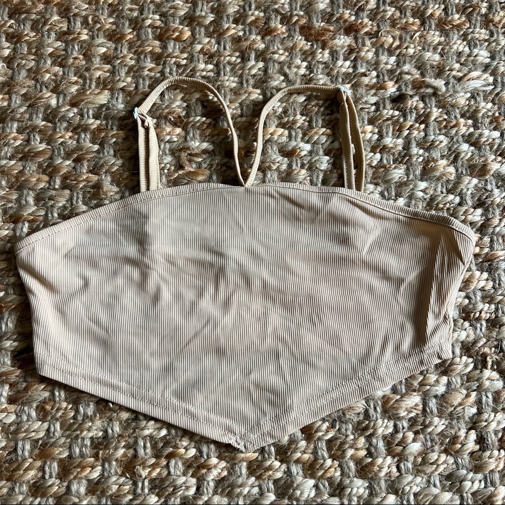 SHEIN Ribbed Tan Triangle Cropped Top Shirt